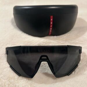 Prada Black Shield Sunglasses with Case